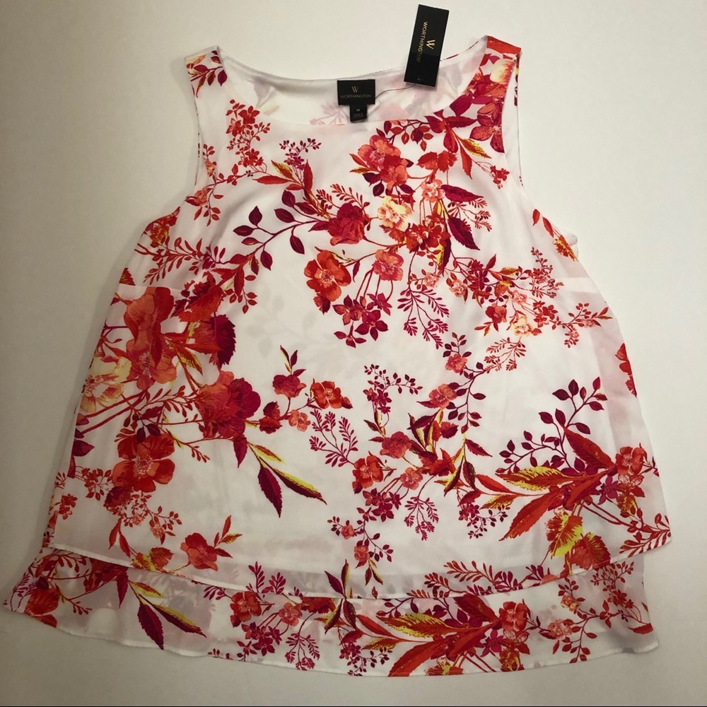 NWT Worthington Ruffle Layered Hem Tank Top